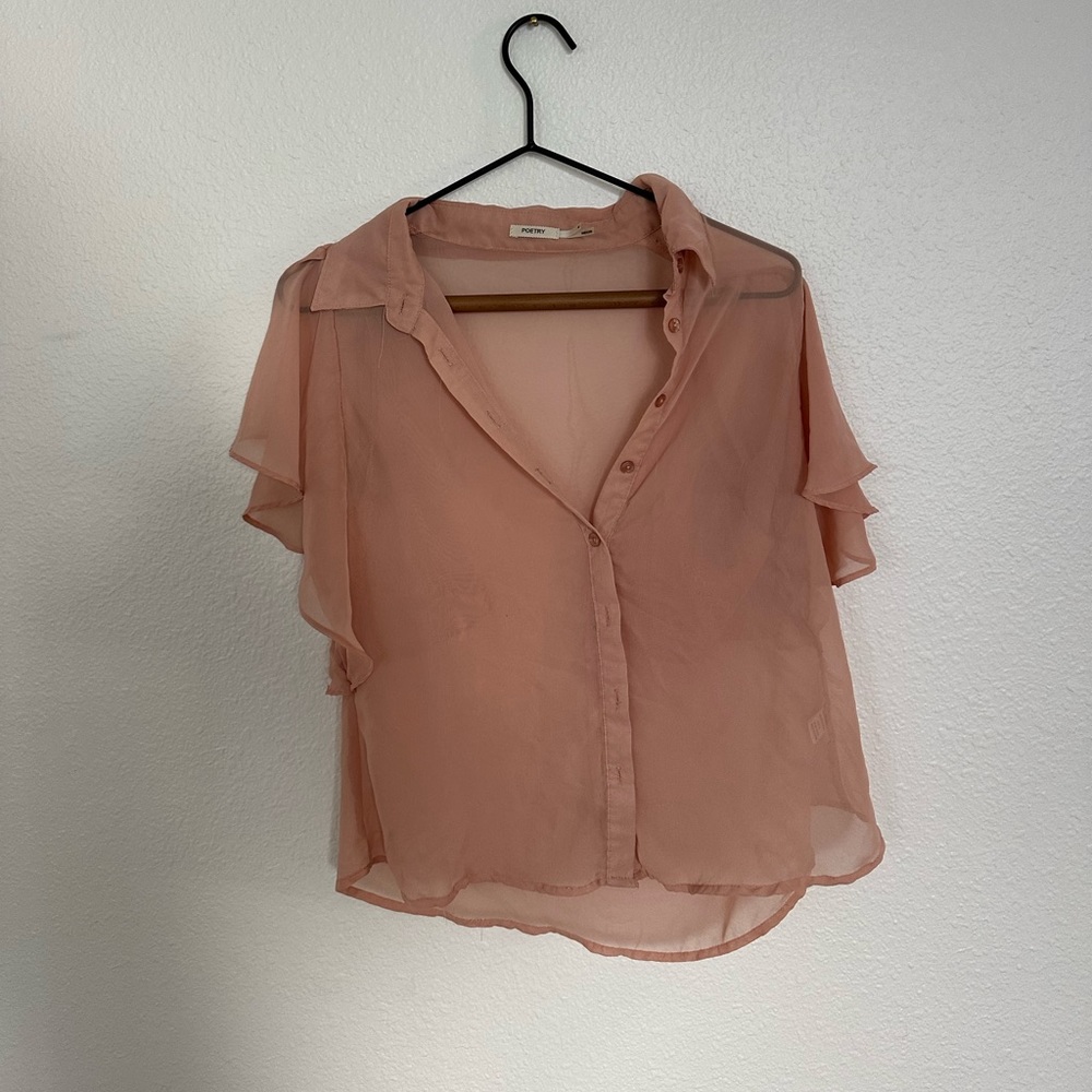 Sheer peach blush blouse